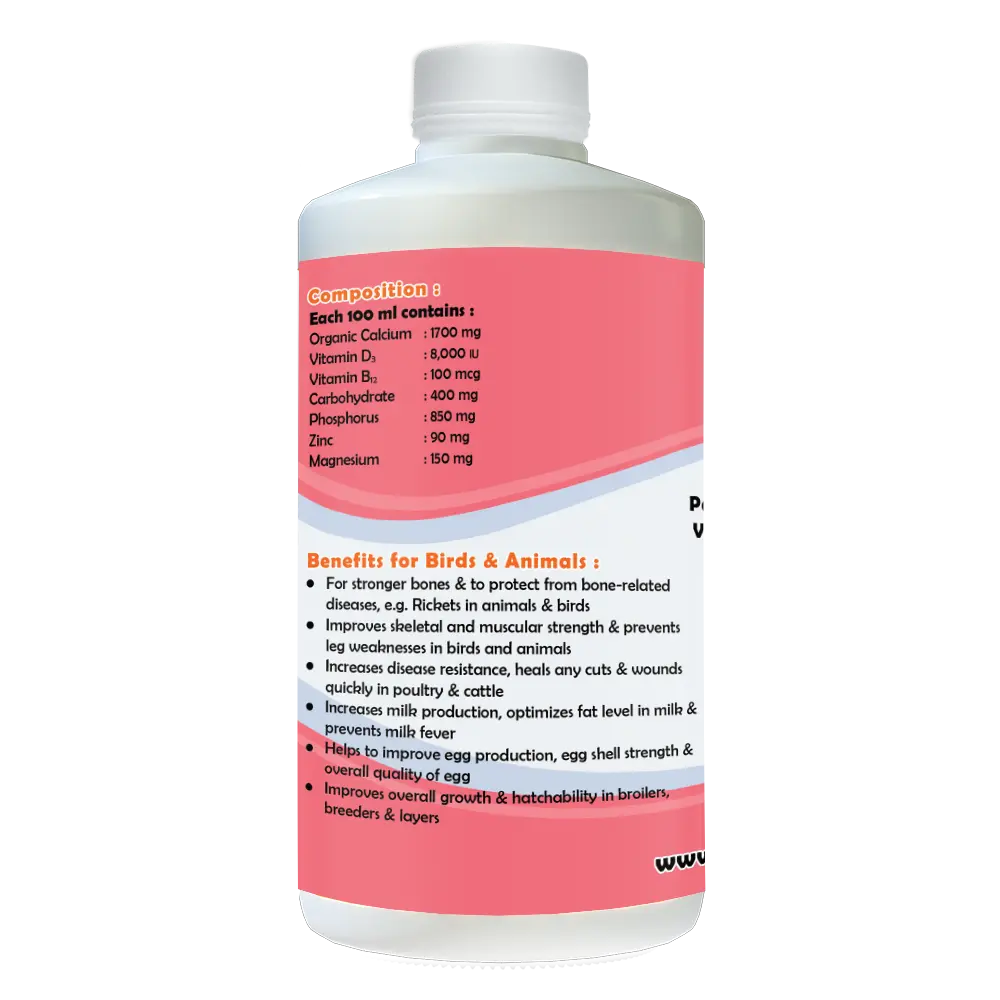 Grow - Cal D3 – A Powerful Calcium Tonic for Pet Birds with Vitamins, Zinc, and Magnesium - Image 2