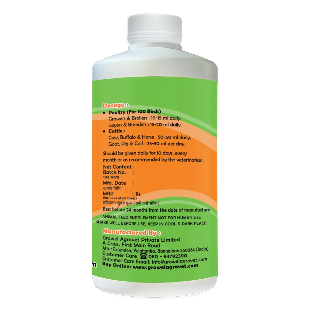 Grow B-Plex - Vitamin B-Plex for Poultry with 19 Vitamin E, Vitamin -C, Amino Acids & Minerals for Pet Birds - Image 3